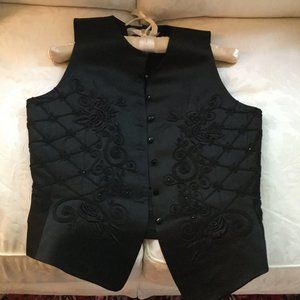 Emanuel Ungaro Wms Silk Vest Black w/ Black Beads